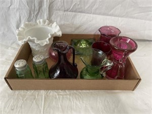 Lot of Assorted Colored Glass Collectibles