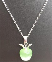 925stamped 18" necklace with green apple pendant