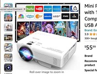 Mini Projector with Bluetooth, 1080P Portable