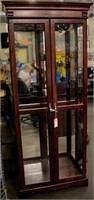 Furniture Lighted Wood & Glass Curio Cabinet