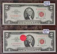 2X BID - 1963, 63-A UNC RED SEAL $2 NOTES