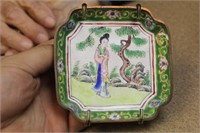 Antique Enamel Chinese Square Dish