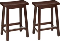 Solid Wood Saddle-Seat Kitchen Stools, Set of 2