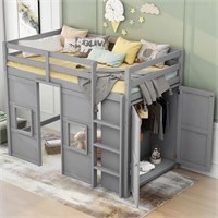 DRELOFT Twin Size Loft Bed with Built-in Storage