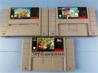 3X MARIO SUPER NINTENDO VIDEO GAME CARTRIDGES