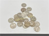 23 U.S. WASHINGTON SILVER QUARTERS FROM THE 1940'S