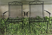 2pc Wrought Iron Patio Chairs Black