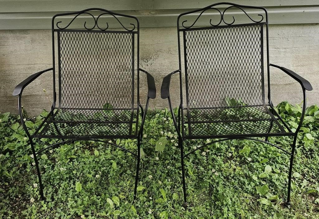 2pc Wrought Iron Patio Chairs Black