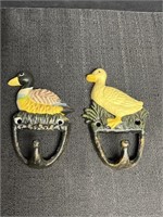 Cast iron mallard & duck wall hooks