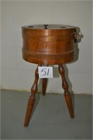 Vintage Wooden Sewing Stand 24" T - Has Lid that