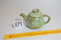 Vintage Teapot with Asian Design Marked Frankoma