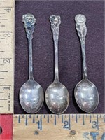 (3) Flower Silver plate souvenir spoon lot