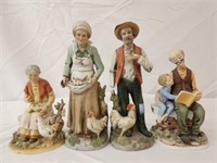 4pcs Vintage Man Woman Porcelain Figurines