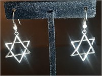 STERLING STAR OF DAVID WIRE DANGLE EARRIGNS