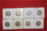 (8) Barber Quarters 1898 to 1914 Mix