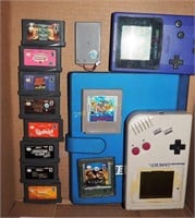 Nintendo 2 Game Boys & 10 Games Box Lot