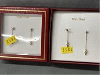 (2) Pairs of 14K Gold Earrings