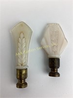 (2) Aladdin Alacite glass lamp finials