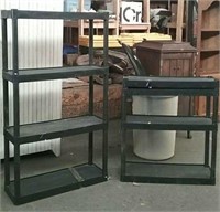 2 Black Plastic Shelf Units