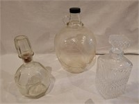 Apple Vinegar Jar and 2 decanters