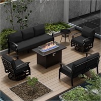 Aluminum Patio Furniture Set With Fire Pit Table,