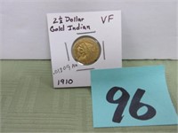 1910  2 1/2 Dollar Gold Indian Head  VF