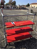 RED STEEL SHELF W/ CLOTHING RACK