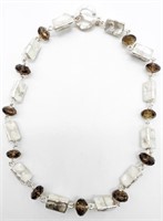 STERLING AND BROWN BEADED NECKLACE