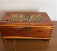 Vintage Hand-carved Wood Treasure Box w/