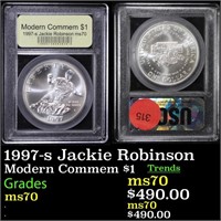 1997-s Jackie Robinson Modern Commem Dollar $1 Gra