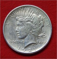 1921 Peace Silver Dollar - High Relief -- Cleaned