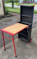 Mobile workbench, collapsible bench with shelves