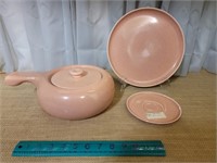 Russell Wright Coral Pink Bean Pot, Plate, Saucer