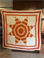 70" 74" Star Quilt Light Stains Back SEE PIcs