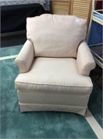 Peach and green striped side chair