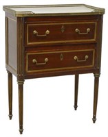 LOUIS XVI STYLE MARBLE-TOP MAHOGANY SIDE TABLE