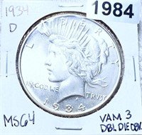 1934-D DDO Silver Peace Dollar CHOICE BU VAM-3