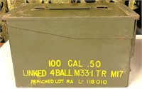 Military Ammo Metal Box w/Handle 100 Cal .50
