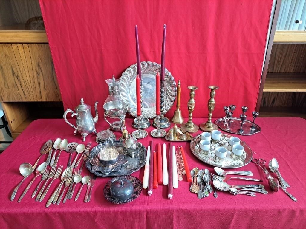 Large silver-plated and brass lot! Including