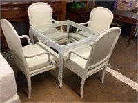 Table & 4 Arn Chairs, 34in Square, Leather Seats