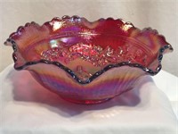L.E. Smith "Windmill" Cranberry Art Glass Bowl