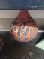 Tribal Style Hand Carved Gourd, Hand Painted