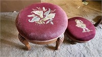 Stitched Wood foot stool pair