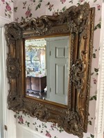 Elegant Carved Antique Beveled Glass Mirror