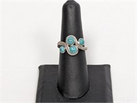 .925 Sterling Turquoise Ring Sz 7