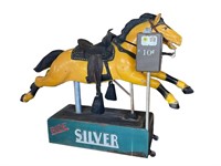 Coin Operated“Ride Silver”Horse w/Leather Saddle