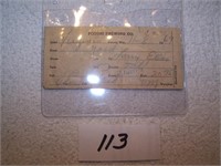 Potosi Brewing Co. Receipt for Coal Purchase