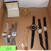 ASST. WATCHES (UNTESTED), JEWELRY DISPLAY BOX