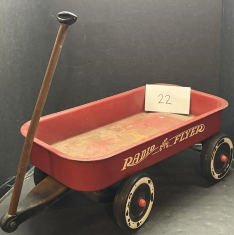 Vintage red radio flyer wagon 10.5x24.5