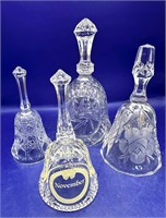 4 Crystal Glass Bells
